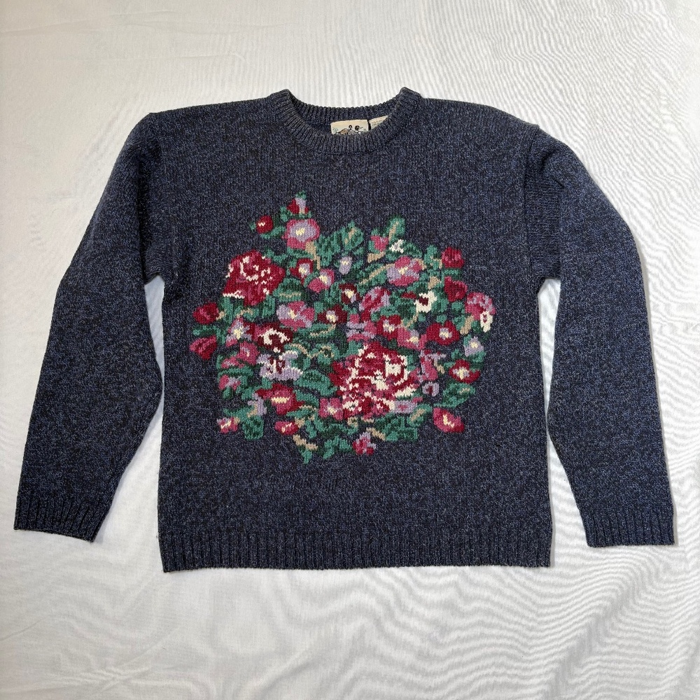 Northern Reflections Vtg Floral Wool Blend Cottage Core Sweater Size Small